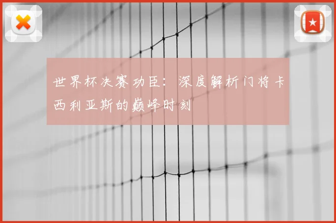 世界杯决赛功臣:深度解析门将卡西利亚斯的巅峰时刻